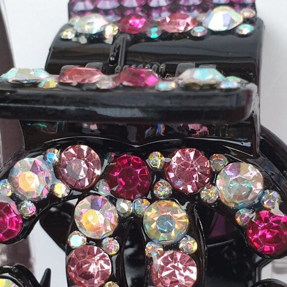 Fashion Pink Crystals Claw Long Hair Tie Girl Women Casual Formal Accessory Gift - Picture 3 of 3